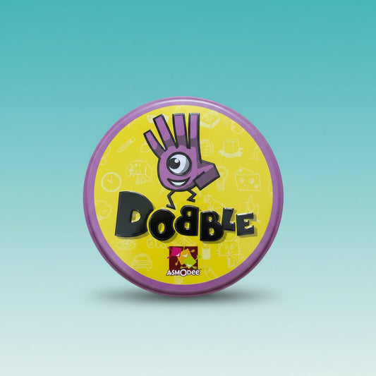 Dobble card game, Gift Hub Mart, purple tin with yellow lid