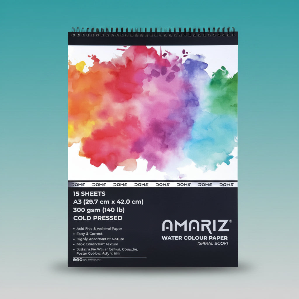 DOMS AMARIZ WATER COLOUR BOOK 300 GSM A3 (SPIRAL) by Gift Hub Mart