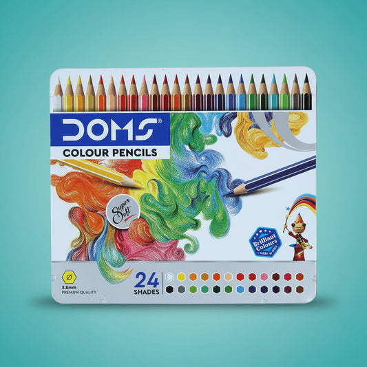 DOMS Colour Pencils 24 Shades Tin Supersoft by Gifthubmart