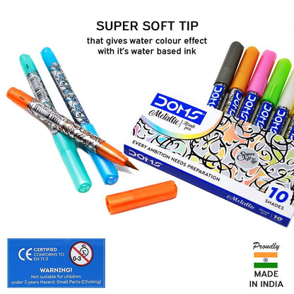 DOMS Metallic Brush Pen 10 Shades by Gifthubmart
