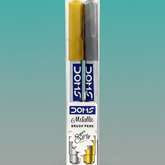 DOMS Metallic Brush pen Set of 2 (Gold & Silver) by Gift Hub Mart
