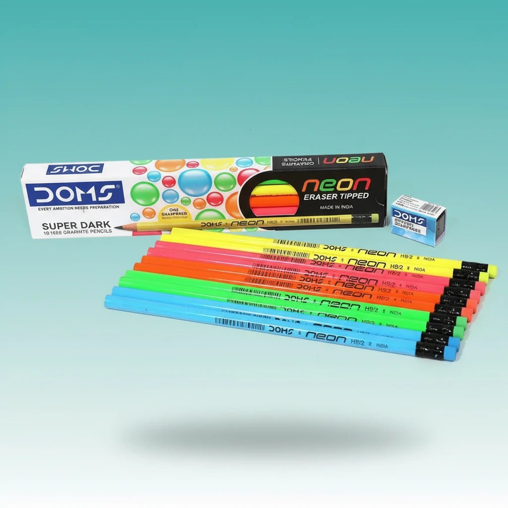 DOMS Neon Pencils Super Dark Graphite by Gifthubmart