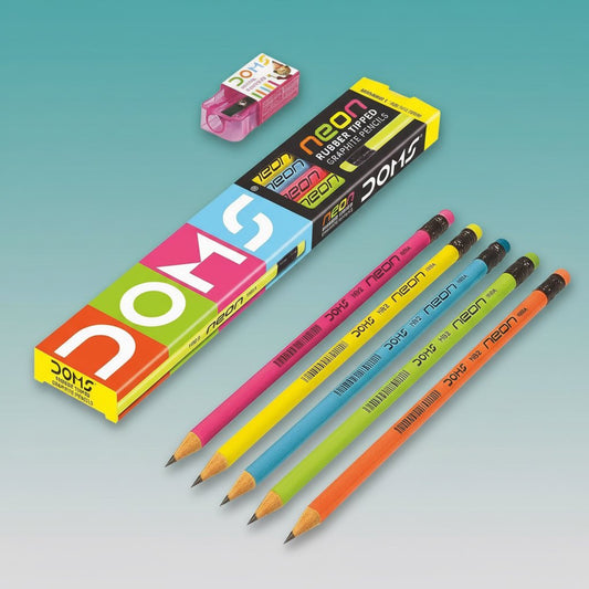 DOMS Neon Pencils Super Dark Graphite - Gift Hub Mart