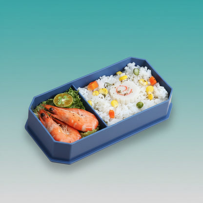 Double Decker Monochrome 2 Layer Lunch Box With Cutlery BPA Free Plastic (IQIX) by Gifthubmart