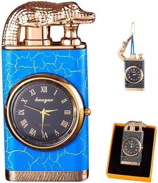 Double Flame Lighter with Quartz Watch by Gifthubmart