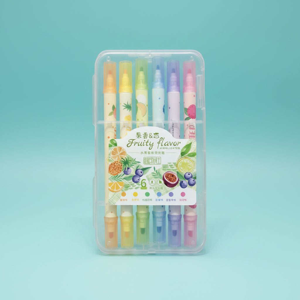 Gift Hub Mart Dual Tip Highlighter - Fruit Flavour set of 6 pastel highlighters