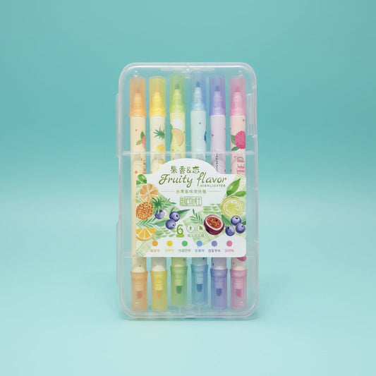 Gift Hub Mart Dual Tip Highlighter - Fruit Flavour set of 6 pastel highlighters
