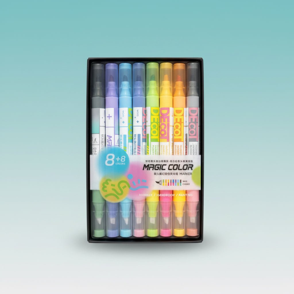 Dual Tip Magic Colour Marker 8+8 Colors set of 16 markers by Gift Hub Mart
