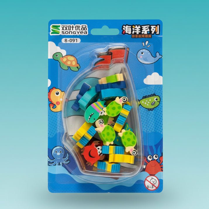 Fancy Eraser Small Water Animals set of multicolor sea creature erasers by Gift Hub Mart