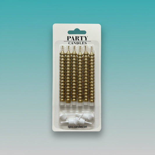 Fancy Metallic Candle 6pc set by Gift Hub Mart, gold-toned party candles