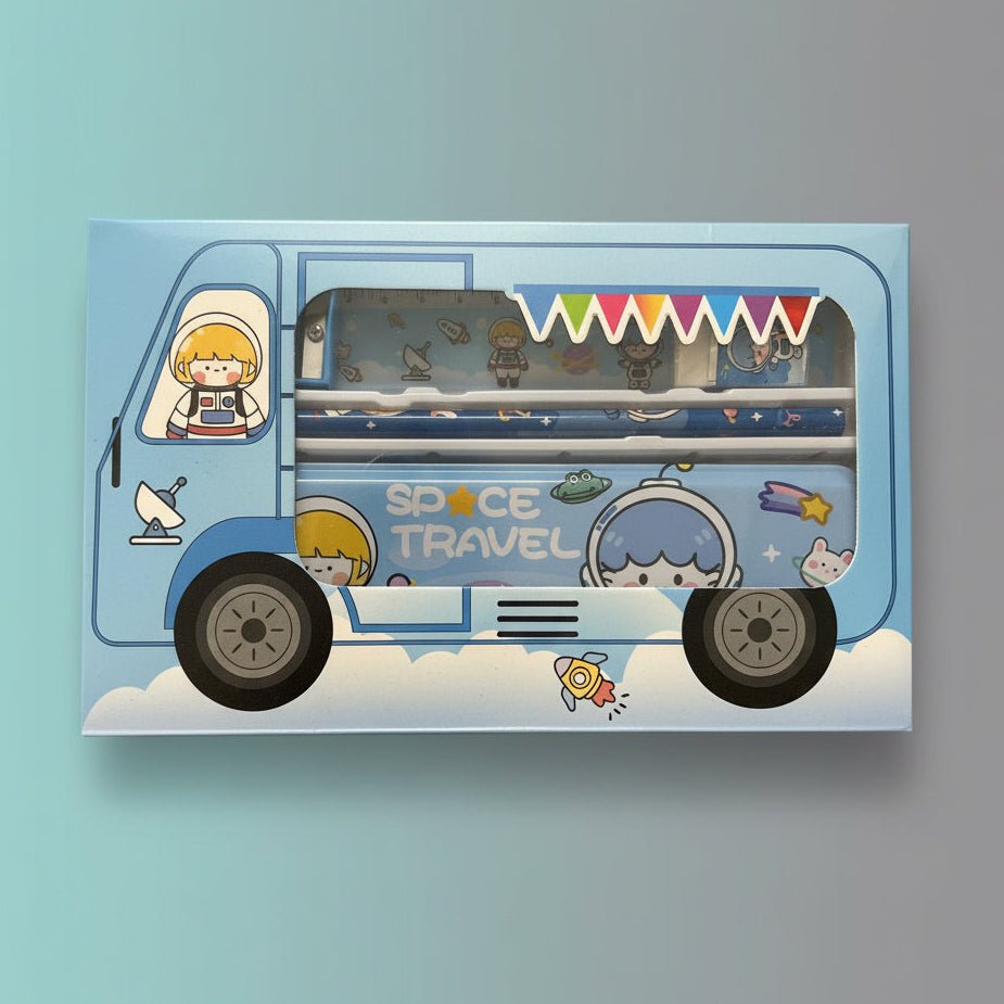 Fancy Stationery Set GBT9407 by Gift Hub Mart, blue space-travel themed desk kit