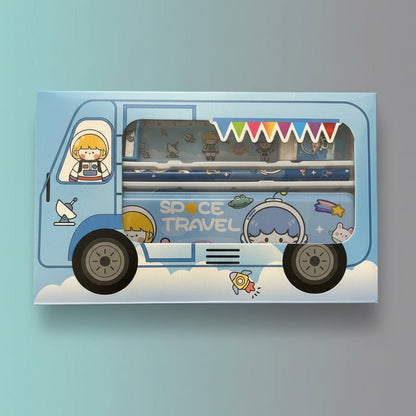 Fancy Stationery Set GBT9407 by Gift Hub Mart, blue space-travel themed desk kit