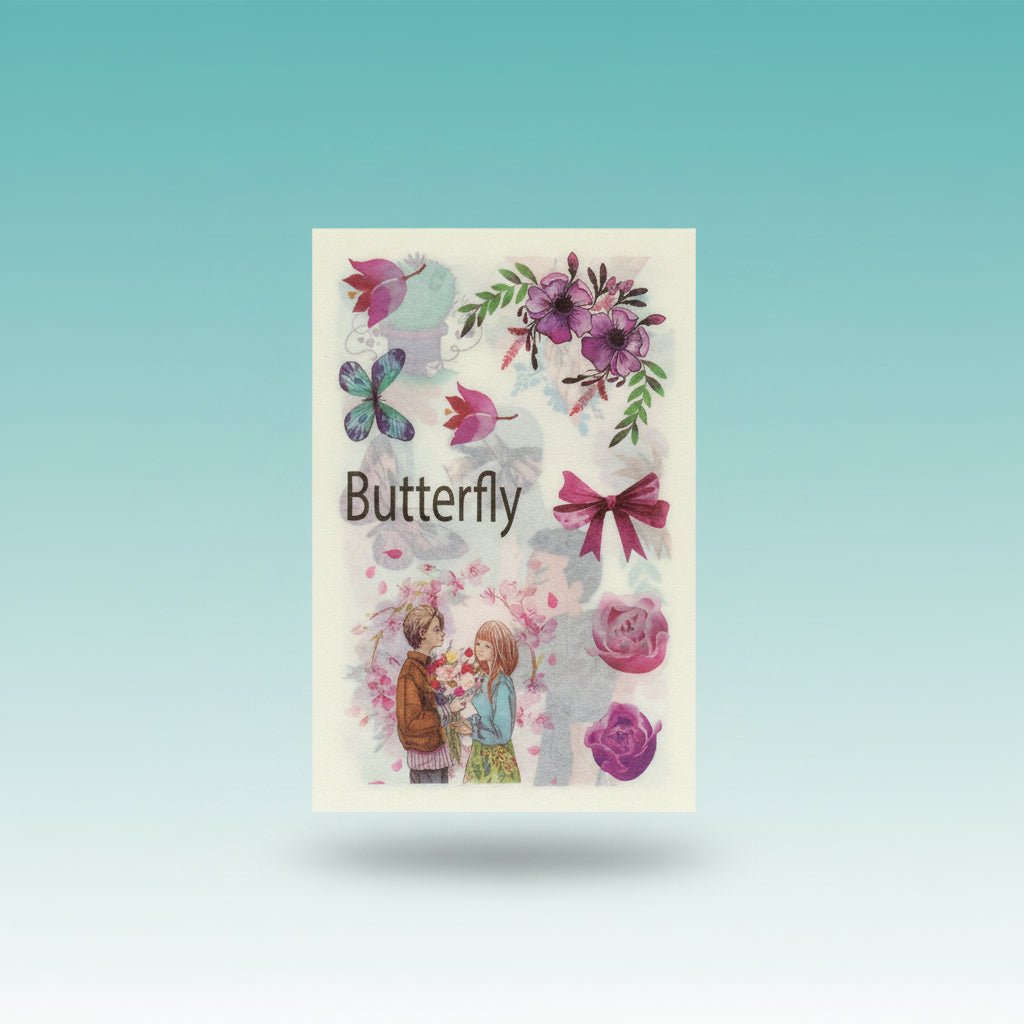 Fancy Sticker A6 x6 Pcs – Gift Hub Mart with floral butterfly designs on sheet