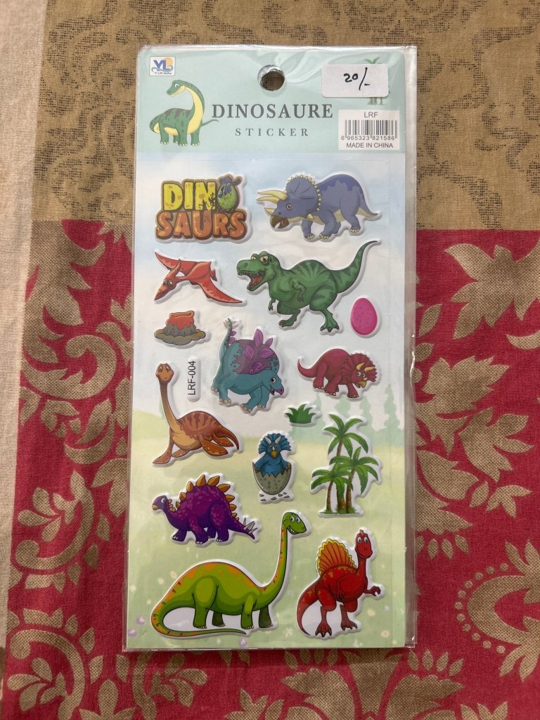Gifthubmart Fancy Sticker - Dinosaurs sheet with colorful dinosaur stickers for kids