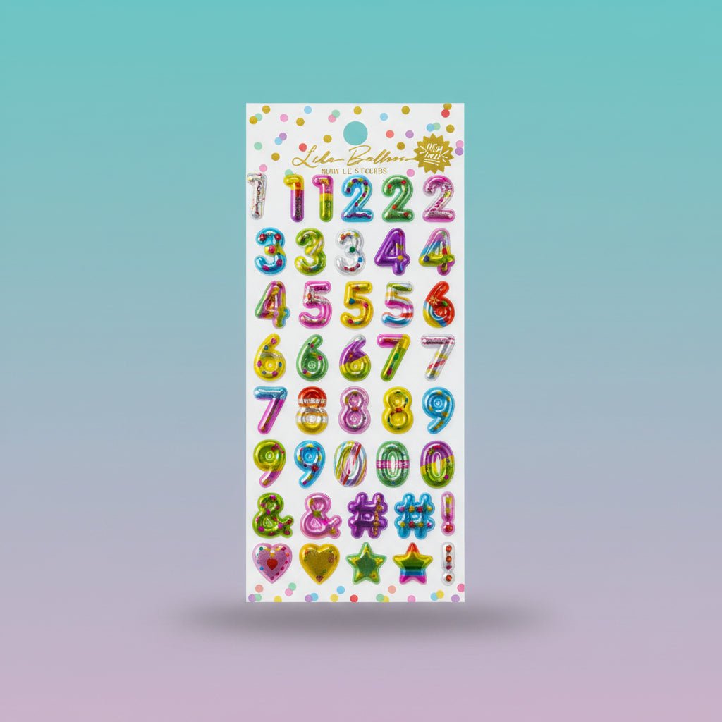 Sticker Numbers Multicolour sheet by Gift Hub Mart featuring glossy colorful digits 0-9