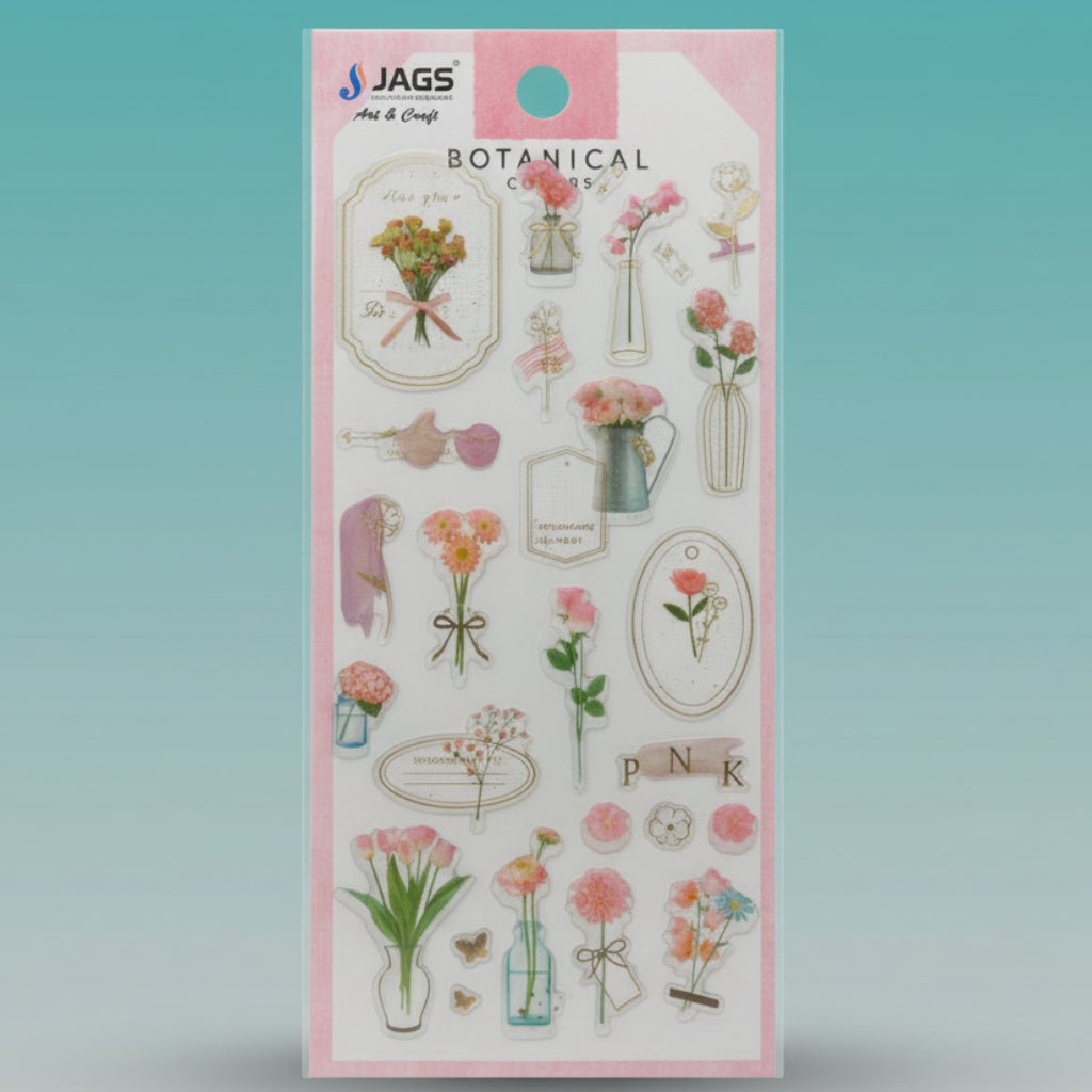 Fancy Stickers- Botanical sheet by Gift Hub Mart with pastel floral designs