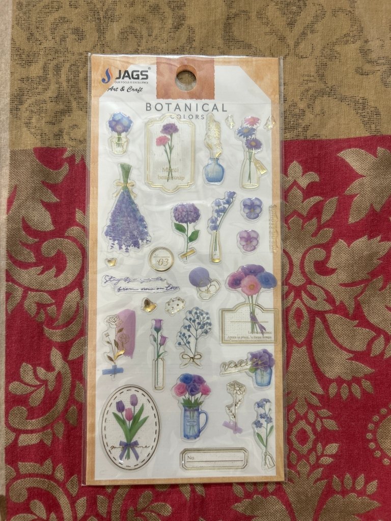 Fancy Stickers - Botanical set by Gift Hub Mart with purple flowers and vases