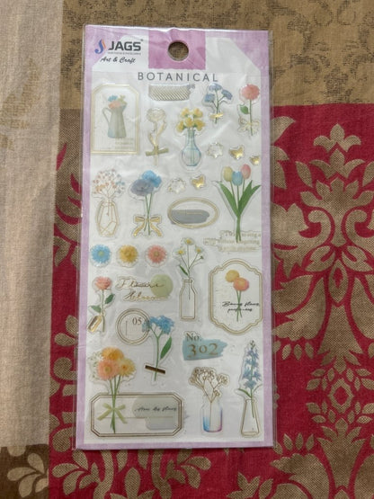 Fancy Stickers- Botanical by Gift Hub Mart, pastel floral sticker sheet