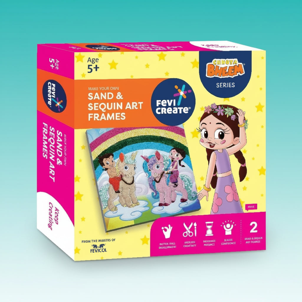 FEVI CREATE MAKE YOUR OWN SAND & SEQUIN ART FRAMES (Chota Bheem) 5+ by Gifthubmart