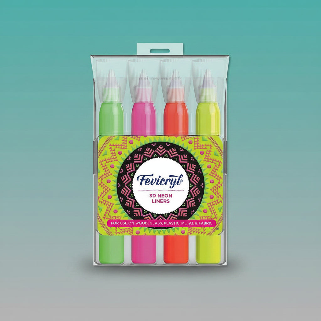 Fevicryl 3D Neon Liners 20ml (Set Of 4) by Gifthubmart