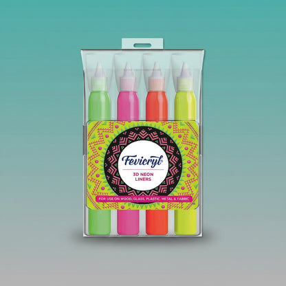 Fevicryl 3D Neon Liners 20ml (Set Of 4) by Gifthubmart