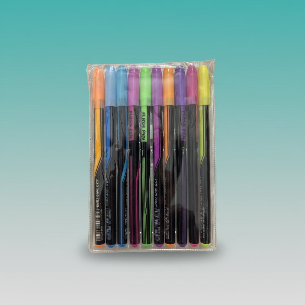 Flash Pen Text Highlighter 1.0 mm (Set Of 10) by Gift Hub Mart