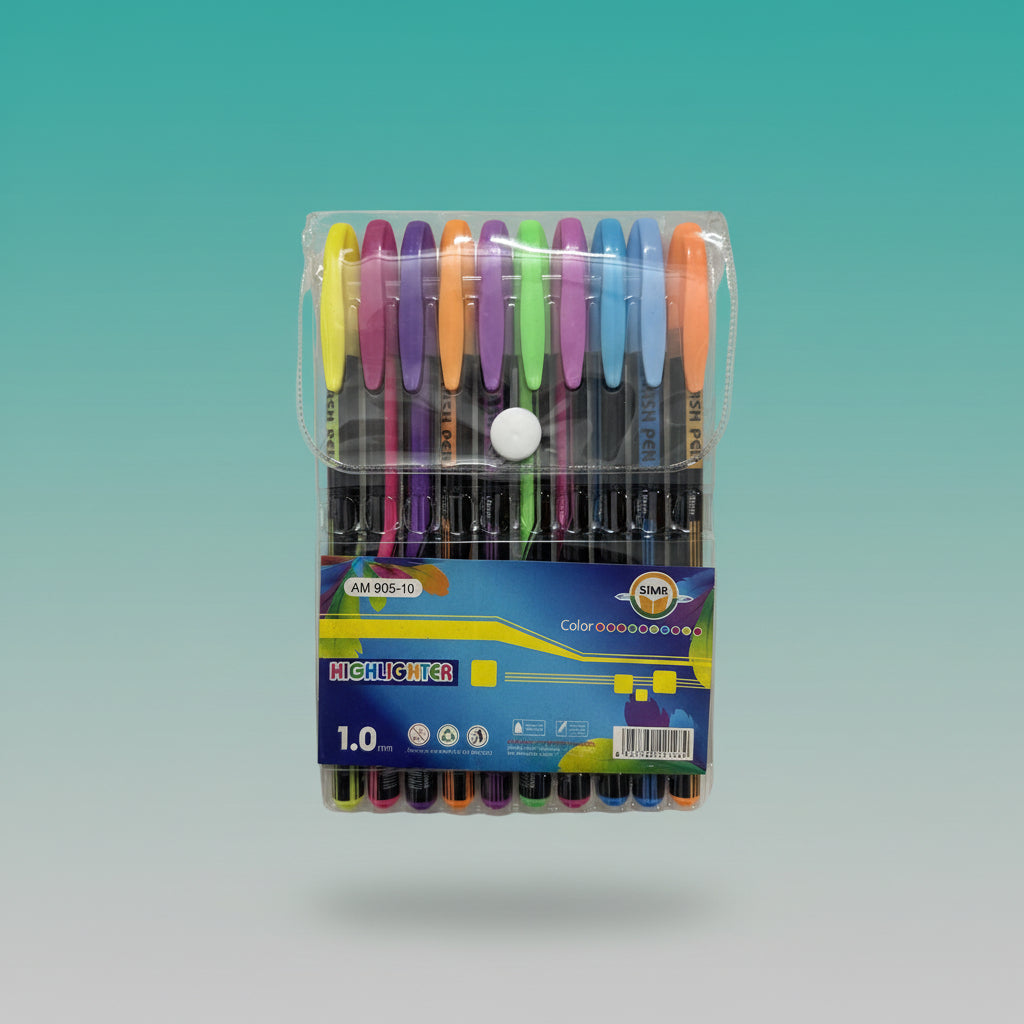 Flash Pen Text Highlighter 1.0 mm (Set Of 10) by Gift Hub Mart