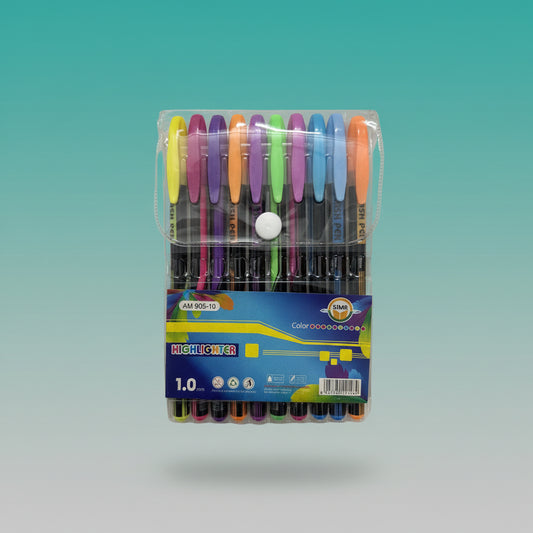 Flash Pen Text Highlighter 1.0 mm (Set Of 10) by Gift Hub Mart
