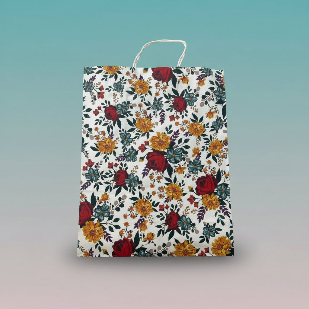 Floral Print Paper Bag by Gifthubmart