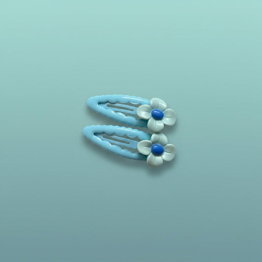 Gift Hub Mart Flowers Tic Tac Clips - Assorted Colours, blue floral hair clips