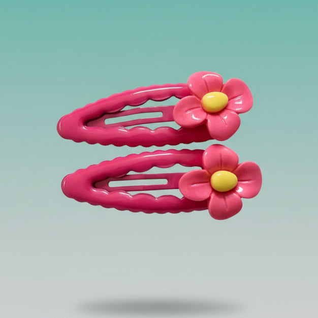 Gift Hub Mart Flowers Tic Tac Clips - pink flower hair clips, assorted colors