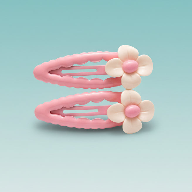 Gift Hub Mart Flowers Tic Tac Clips – Assorted Colours pink flower hair clips