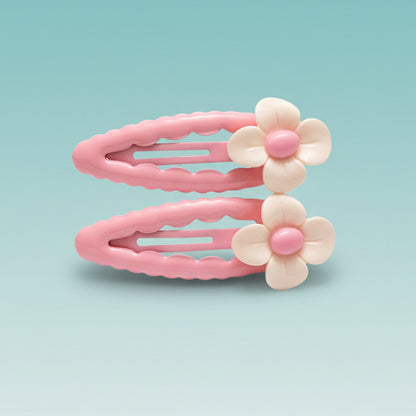 Gift Hub Mart Flowers Tic Tac Clips – Assorted Colours pink flower hair clips