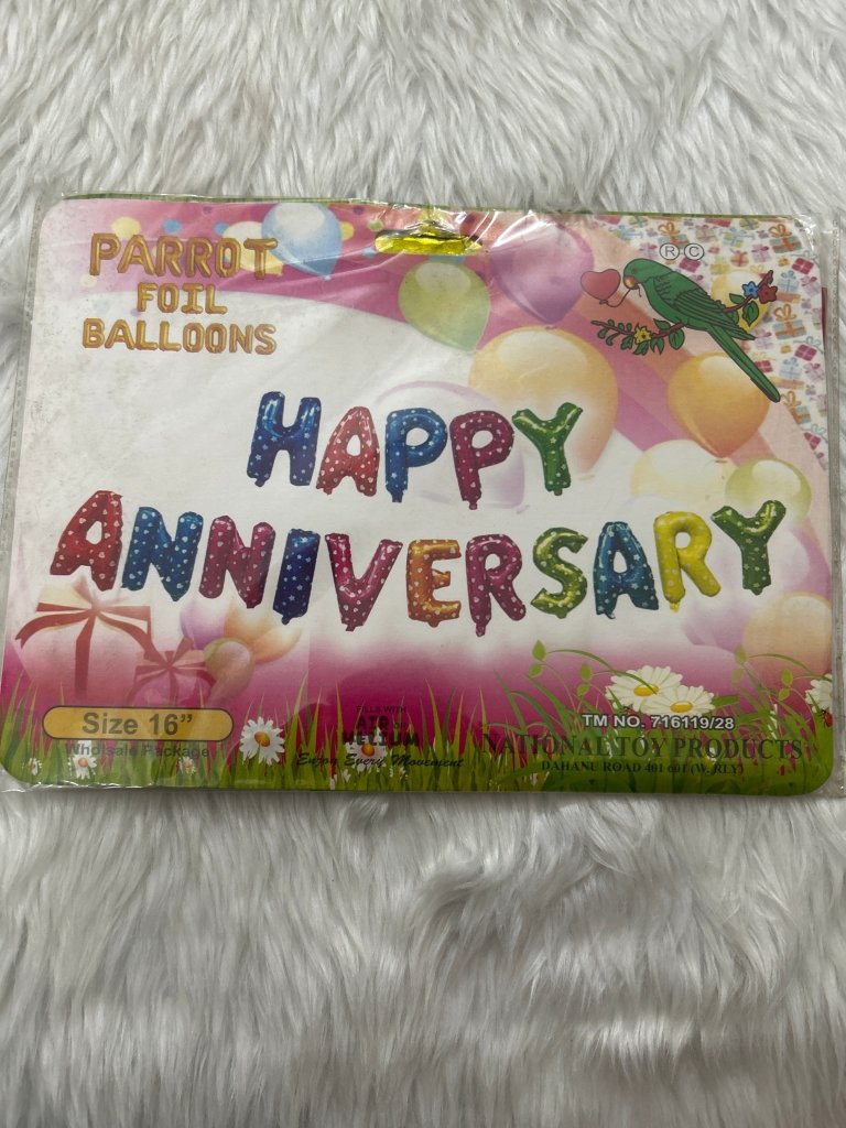 Foil Balloon- Happy Anniversary 16” Multicolour by Gift Hub Mart