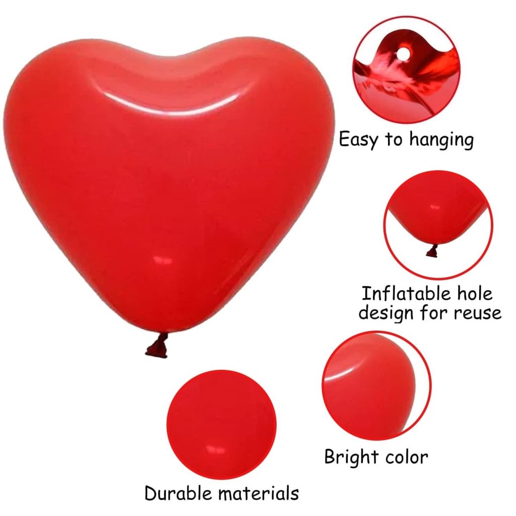 Foil Balloon Heart Shape Red (Pack of 10) by Gifthubmart