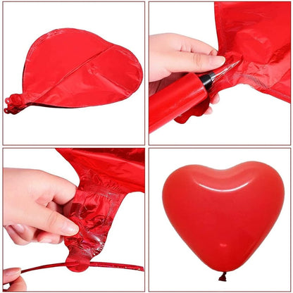 Foil Balloon Heart Shape Red (Pack of 10) by Gifthubmart