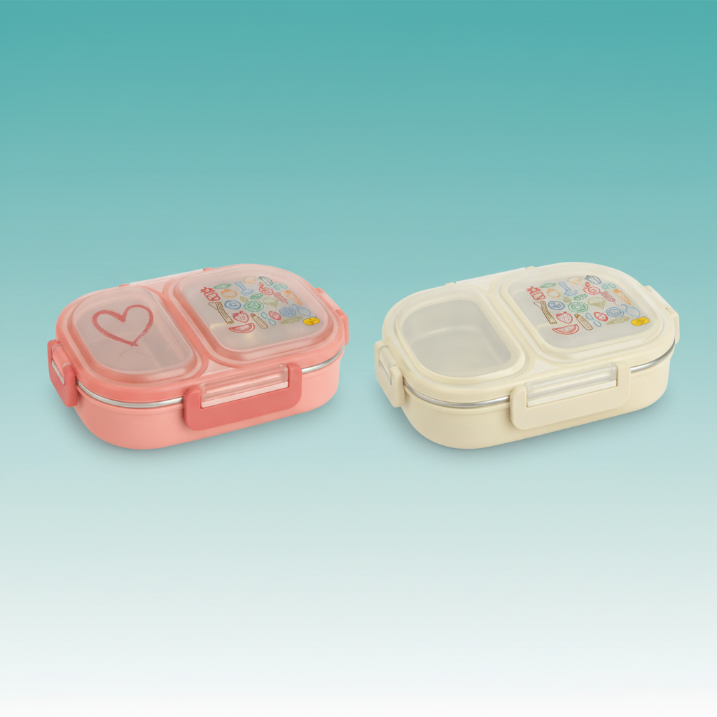 Food Print 2 Compt Insulated Lunch Box (Steel) by Gift Hub Mart