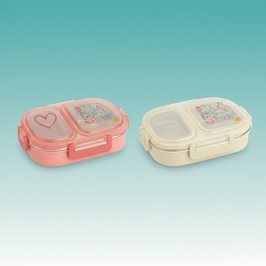 Food Print 2 Compt Insulated Lunch Box (Steel) by Gift Hub Mart