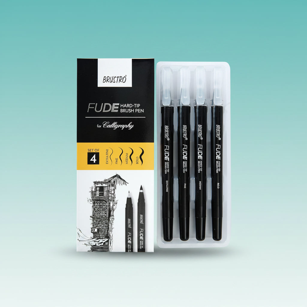 Fude Hard Tip Brush Pen Set of 4 Brustro by Gifthubmart