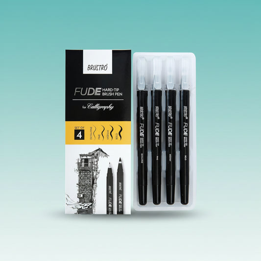 Fude Hard Tip Brush Pen Set of 4 Brustro by Gifthubmart