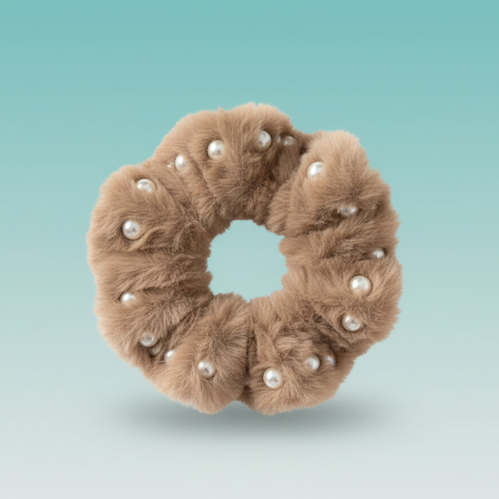 Fur and Pearl Scrunchies by Gift Hub Mart