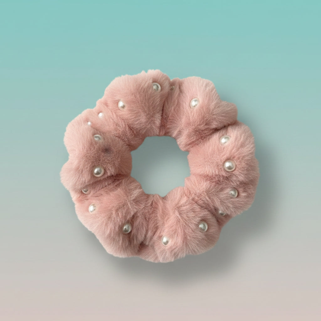 Fur and Pearl Scrunchies by Gift Hub Mart