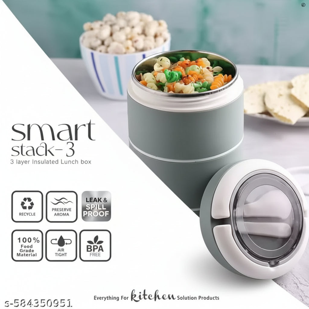Ganesh Stainless Steel 3 Layer Lunch Box by Gift Hub Mart