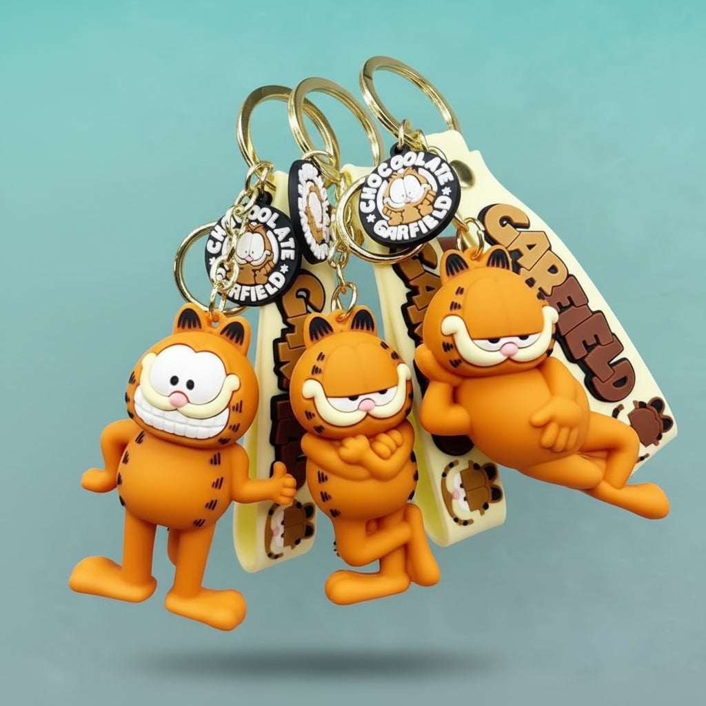 Garfield Cartoon 3D Rubber Keychain with Wristband by Gifthubmart