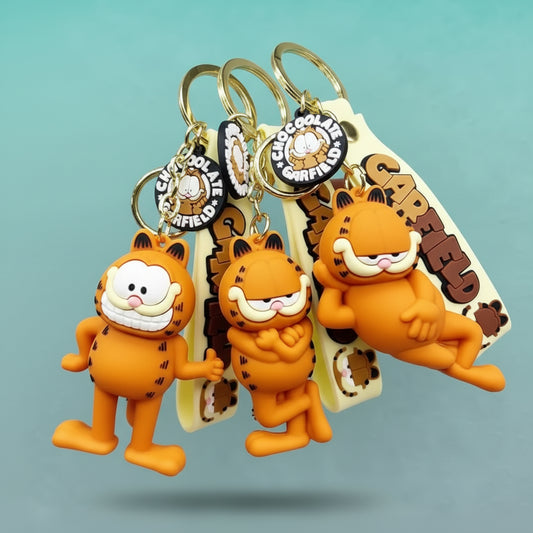 Garfield Cartoon 3D Rubber Keychain with Wristband by Gifthubmart