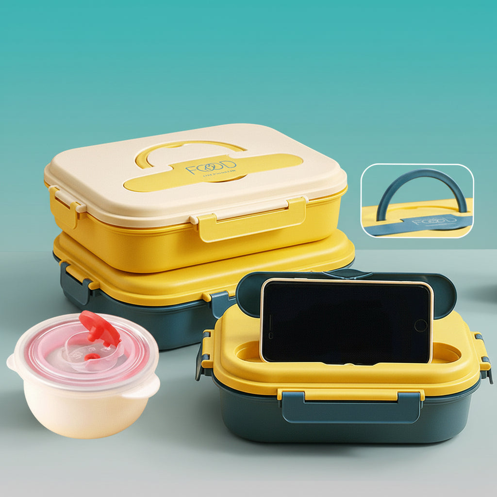 GIBO Duck 3 Section Stainless Steel Bento Lunch Box for Kids by Gifthubmart
