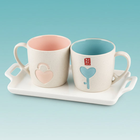 Gibo Heart & Key Lovers Cup Set of 2 by Gifthubmart