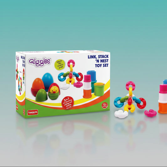 Giggles LINK STACK N NEST TOY SET (12+ M) by Gifthubmart