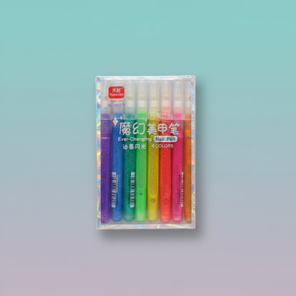 Glitter Nail Pen 8 Colours by Gifthubmart