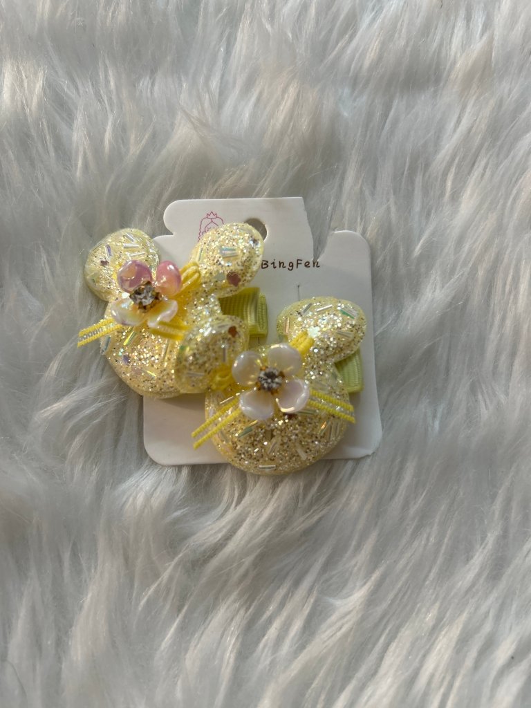 Glitter Teddy Hair Clip Set Of 2 by Gift Hub Mart